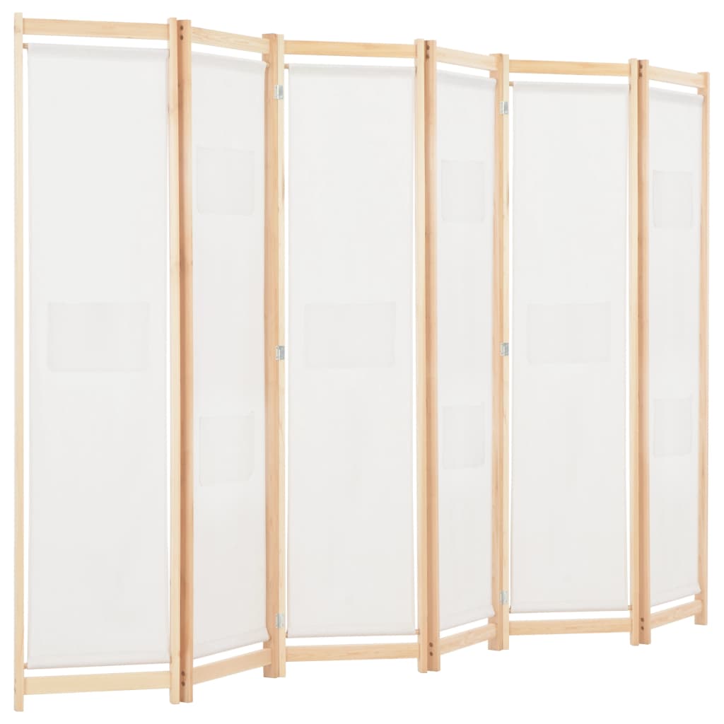 6-Panel Room Divider Cream 240x170x4 cm Fabric- Room Dividers - HomeShopIreland - Home Shop Ireland - Room Dividers - 6-Panel Room Divider Cream 240x170x4 cm Fabric