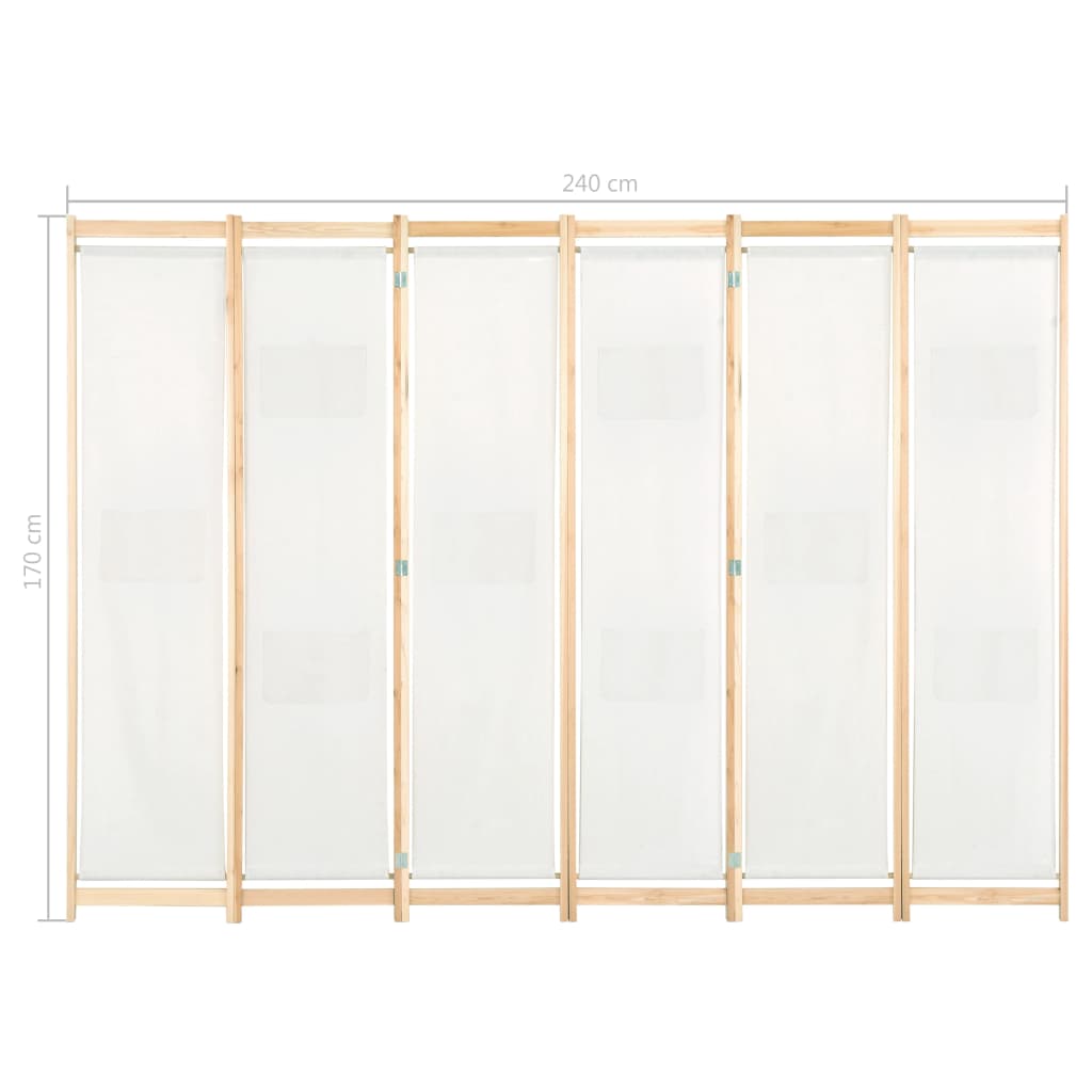 6-Panel Room Divider Cream 240x170x4 cm Fabric- Room Dividers - HomeShopIreland - Home Shop Ireland - Room Dividers - 6-Panel Room Divider Cream 240x170x4 cm Fabric