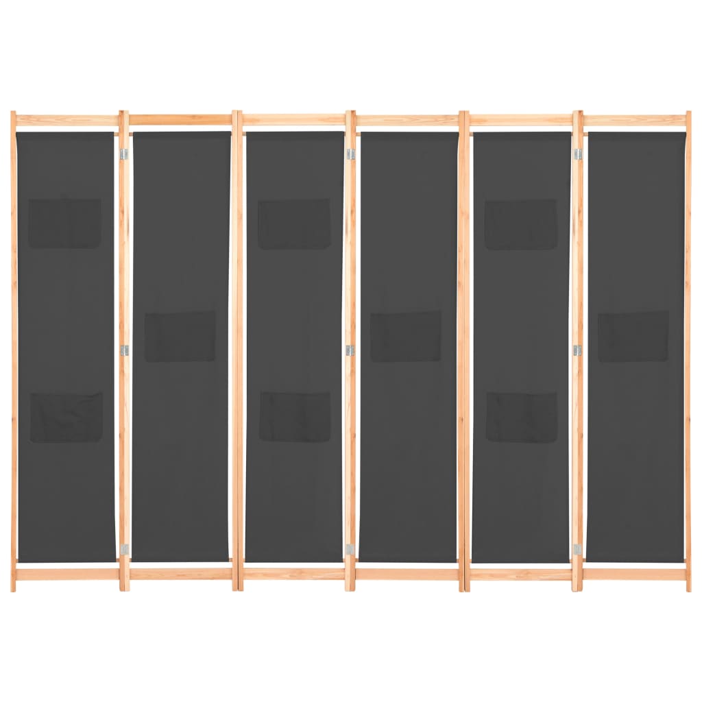 6-Panel Room Divider Grey 240x170x4 cm Fabric- Room Dividers - HomeShopIreland - Home Shop Ireland - Room Dividers - 6-Panel Room Divider Grey 240x170x4 cm Fabric