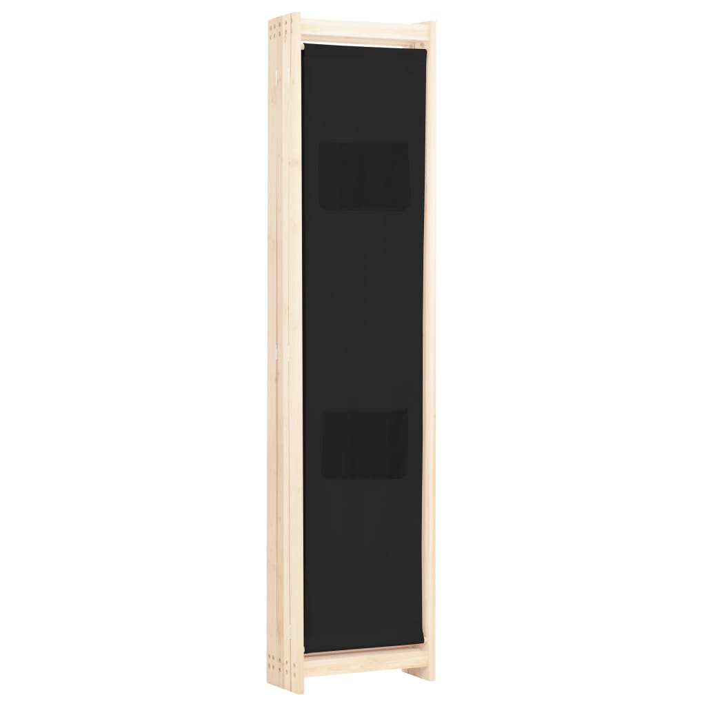 5-Panel Room Divider Black 200x170x4 cm Fabric- Room Dividers - HomeShopIreland - Home Shop Ireland - Room Dividers - 5-Panel Room Divider Black 200x170x4 cm Fabric
