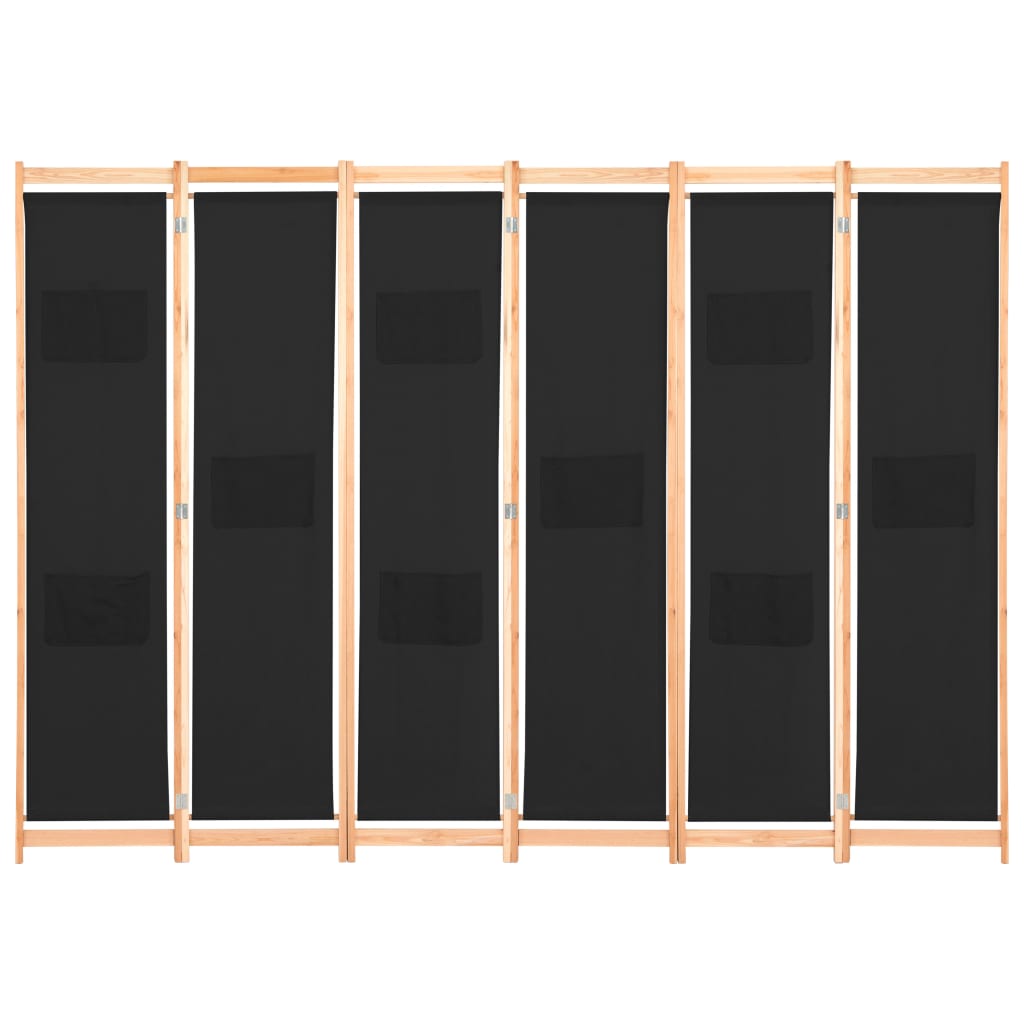 6-Panel Room Divider Black 240x170x4 cm Fabric- Room Dividers - HomeShopIreland - Home Shop Ireland - Room Dividers - 6-Panel Room Divider Black 240x170x4 cm Fabric