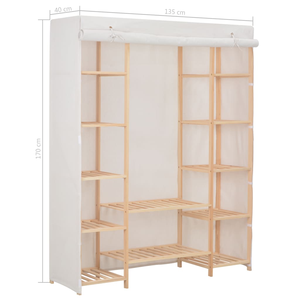 Wardrobe White 135x40x170 cm Fabric- Cupboards & Wardrobes - HomeShopIreland - Home Shop Ireland - Cupboards & Wardrobes - Wardrobe White 135x40x170 cm Fabric