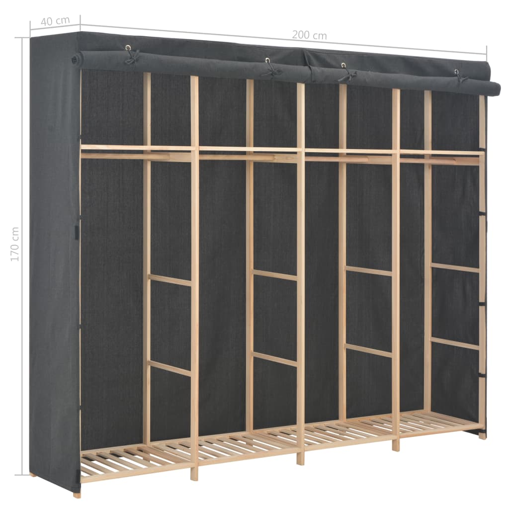 Wardrobe Grey 200x40x170 cm Fabric- Cupboards & Wardrobes - HomeShopIreland - Home Shop Ireland - Cupboards & Wardrobes - Wardrobe Grey 200x40x170 cm Fabric
