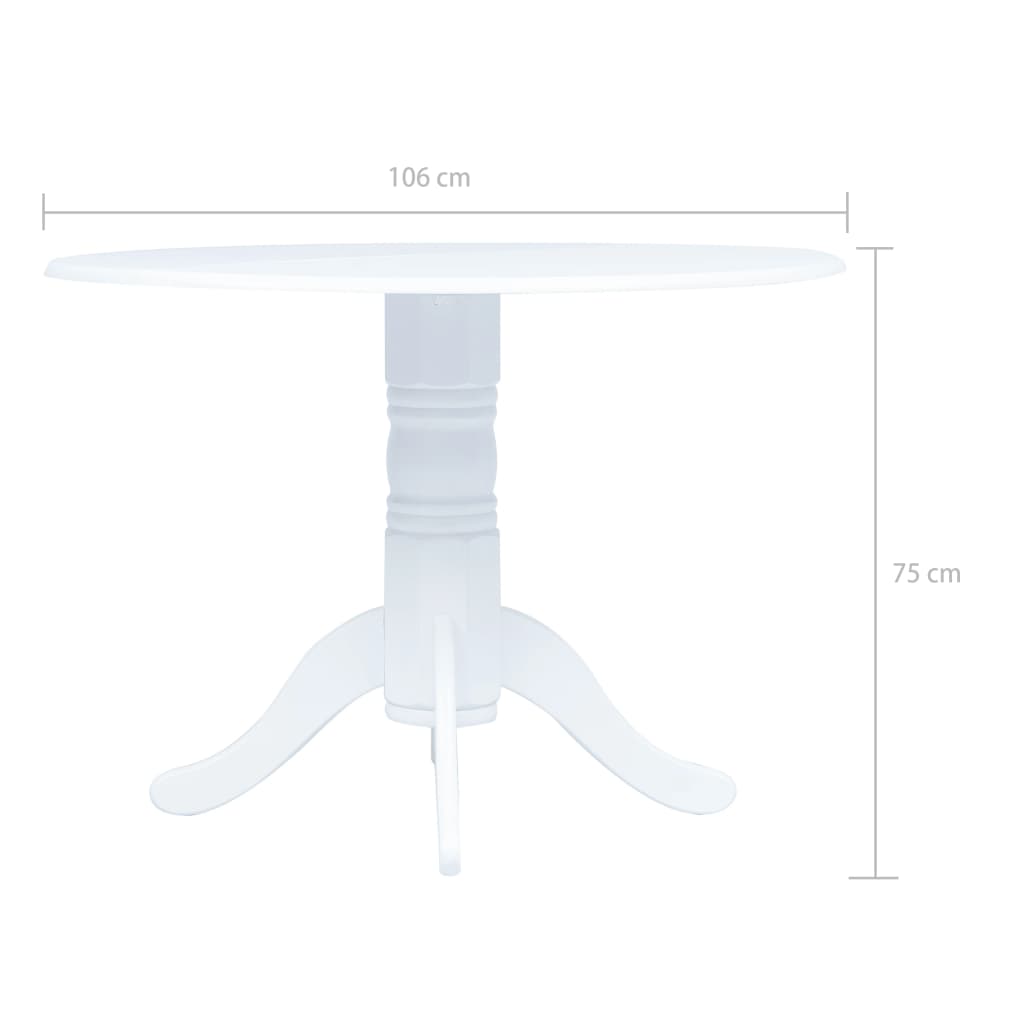 Dining Table White 106 cm Solid Rubber Wood- Kitchen & Dining Room Tables - HomeShopIreland - Home Shop Ireland - Kitchen & Dining Room Tables - Dining Table White 106 cm Solid Rubber Wood
