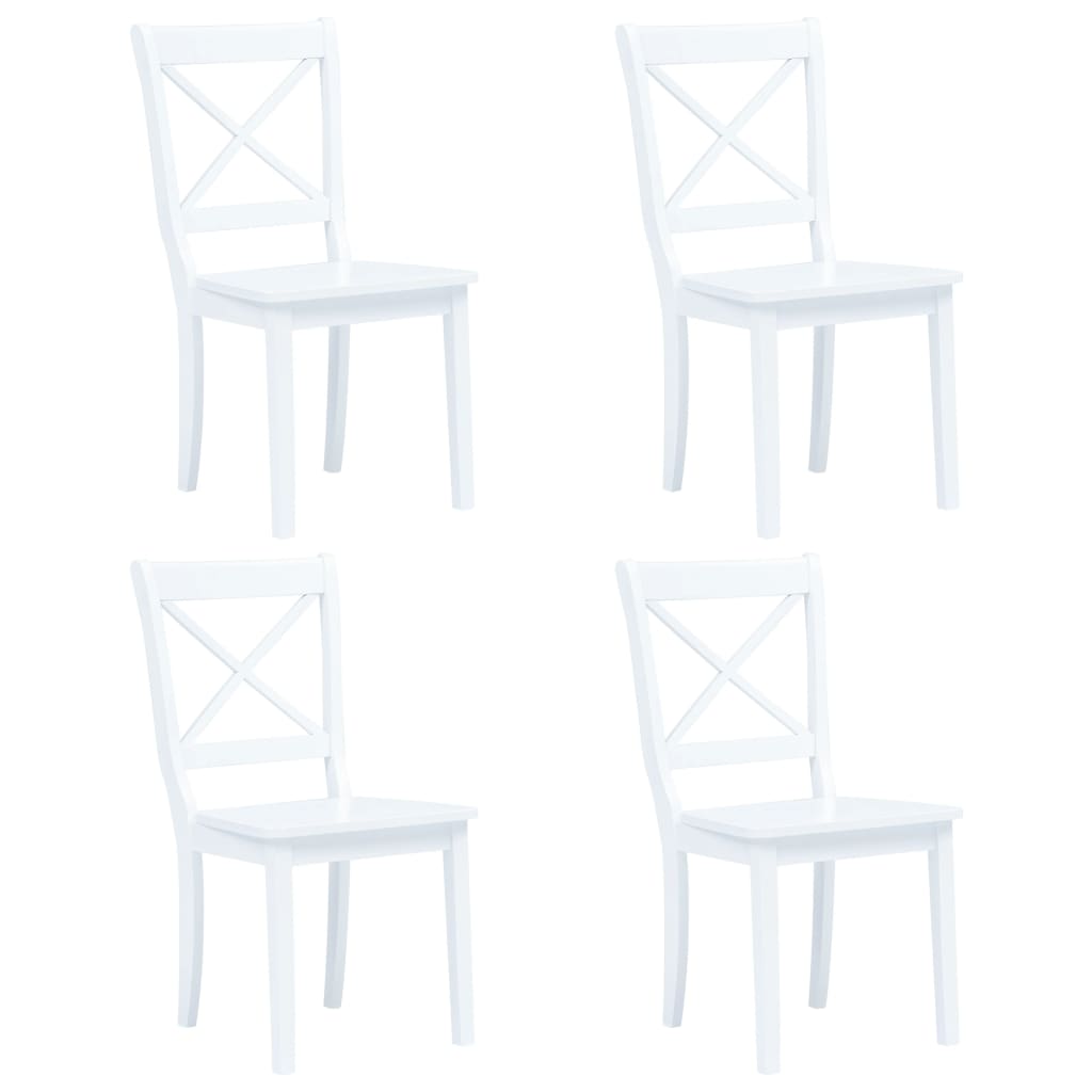 Dining Chairs 4 pcs White Solid Rubber Wood- Kitchen & Dining Room Chairs - HomeShopIreland - Home Shop Ireland - Kitchen & Dining Room Chairs - Dining Chairs 4 pcs White Solid Rubber Wood