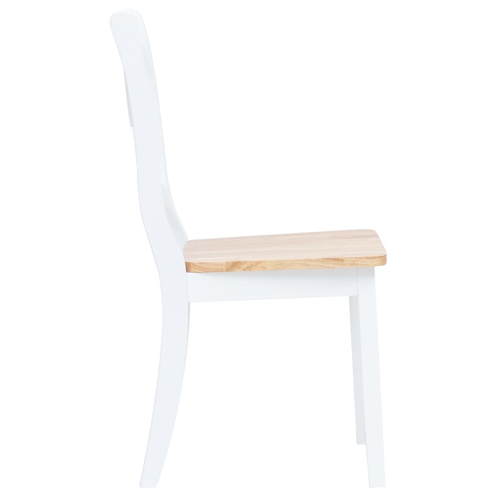Dining Chairs 4 pcs White and Light Wood Solid Rubber Wood- Kitchen & Dining Room Chairs - HomeShopIreland - Home Shop Ireland - Kitchen & Dining Room Chairs - Dining Chairs 4 pcs White and Light Wood Solid Rubber Wood