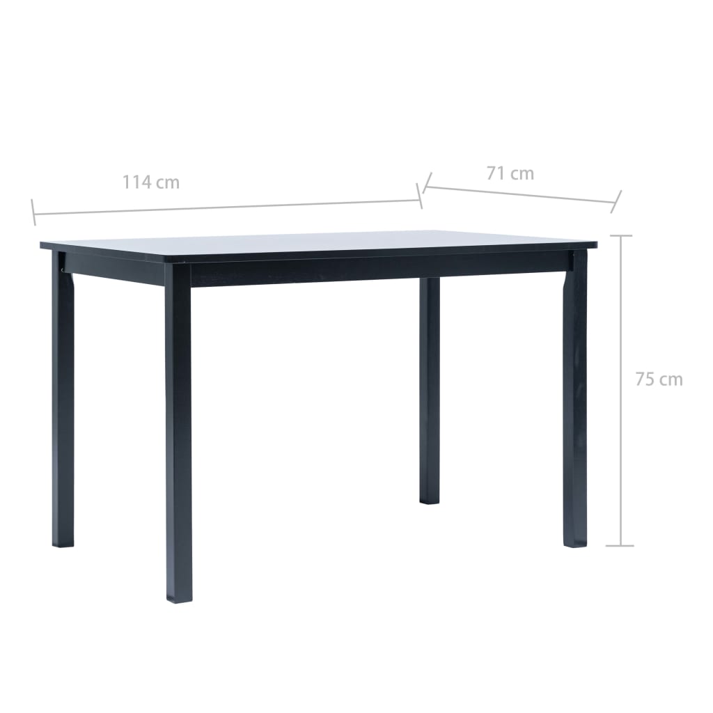 Dining Table Black 114x71x75 cm Solid Rubber Wood- Kitchen & Dining Room Tables - HomeShopIreland - Home Shop Ireland - Kitchen & Dining Room Tables - Dining Table Black 114x71x75 cm Solid Rubber Wood