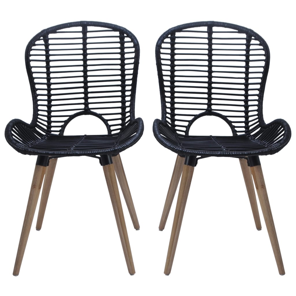 Dining Chairs 6 pcs Black Natural Rattan- Kitchen & Dining Room Chairs - HomeShopIreland - Home Shop Ireland - Kitchen & Dining Room Chairs - Dining Chairs 6 pcs Black Natural Rattan