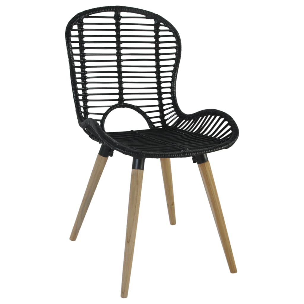 Dining Chairs 6 pcs Black Natural Rattan- Kitchen & Dining Room Chairs - HomeShopIreland - Home Shop Ireland - Kitchen & Dining Room Chairs - Dining Chairs 6 pcs Black Natural Rattan