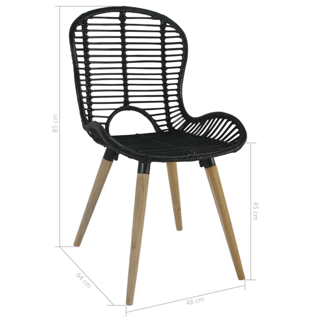 Dining Chairs 6 pcs Black Natural Rattan- Kitchen & Dining Room Chairs - HomeShopIreland - Home Shop Ireland - Kitchen & Dining Room Chairs - Dining Chairs 6 pcs Black Natural Rattan