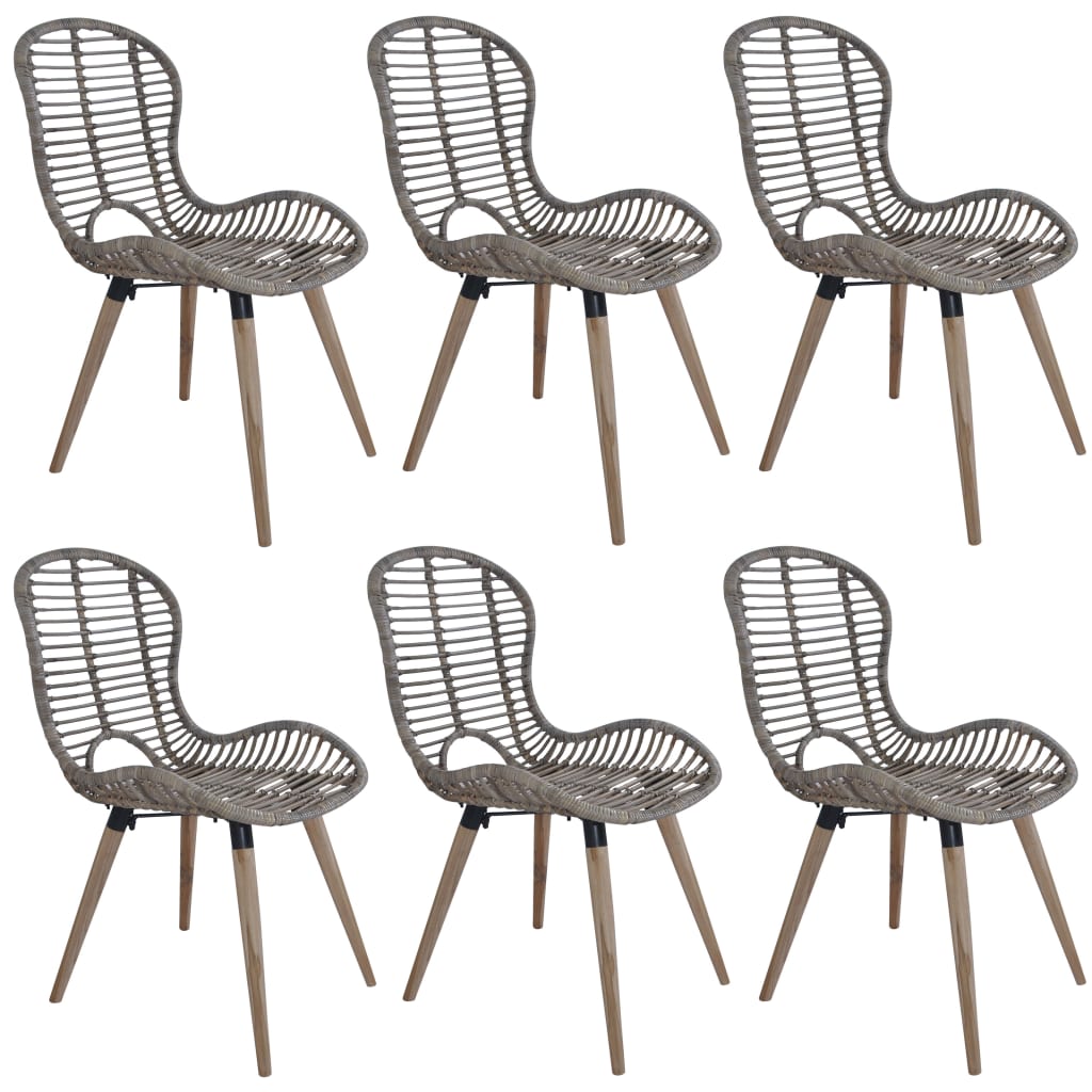 Dining Chairs 6 pcs Brown Natural Rattan- Kitchen & Dining Room Chairs - HomeShopIreland - Home Shop Ireland - Kitchen & Dining Room Chairs - Dining Chairs 6 pcs Brown Natural Rattan