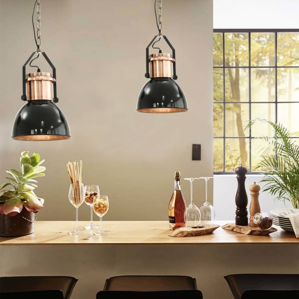 Ceiling Lamp 2 pcs Black Round E27- Lamps - HomeShopIreland - Home Shop Ireland - Lamps - Ceiling Lamp 2 pcs Black Round E27