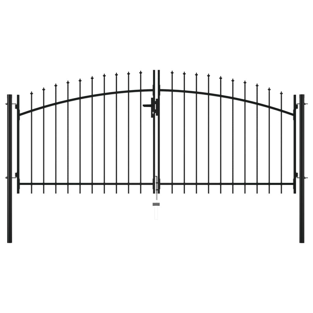 Double Door Fence Gate with Spear Top 300x150 cm- Gates - HomeShopIreland - Home Shop Ireland - Gates - Double Door Fence Gate with Spear Top 300x150 cm