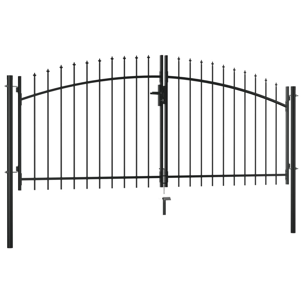 Double Door Fence Gate with Spear Top 300x150 cm- Gates - HomeShopIreland - Home Shop Ireland - Gates - Double Door Fence Gate with Spear Top 300x150 cm