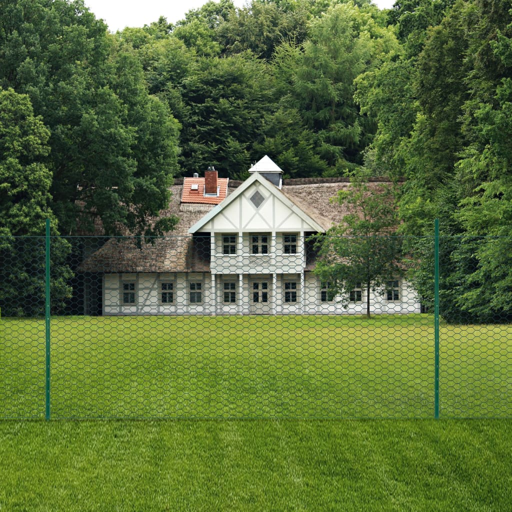 Wire Mesh Fence with Posts Steel 25x2 m Green- Fence Panels - HomeShopIreland - Home Shop Ireland - Fence Panels - Wire Mesh Fence with Posts Steel 25x2 m Green