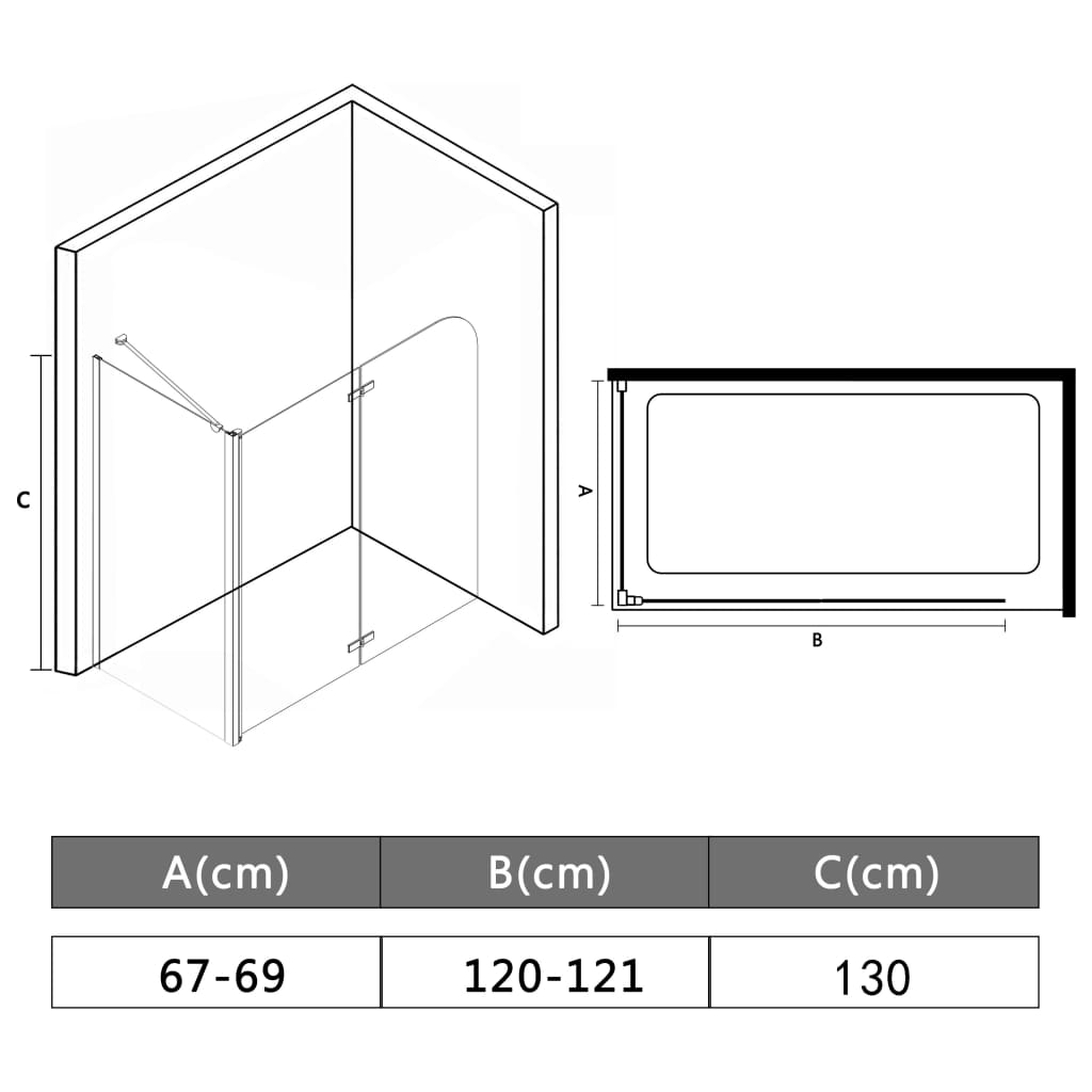 Bi-Folding Shower Enclosure ESG 120x68x130 cm- Shower Doors & Enclosures - HomeShopIreland - Home Shop Ireland - Shower Doors & Enclosures - Bi-Folding Shower Enclosure ESG 120x68x130 cm