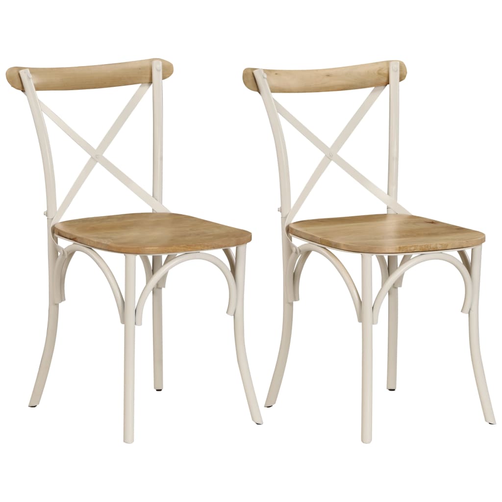 Cross Chairs 2 pcs White Solid Mango Wood- Kitchen & Dining Room Chairs - HomeShopIreland - Home Shop Ireland - Kitchen & Dining Room Chairs - Cross Chairs 2 pcs White Solid Mango Wood