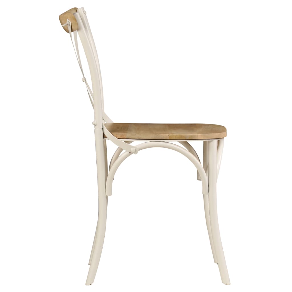 Cross Chairs 2 pcs White Solid Mango Wood- Kitchen & Dining Room Chairs - HomeShopIreland - Home Shop Ireland - Kitchen & Dining Room Chairs - Cross Chairs 2 pcs White Solid Mango Wood