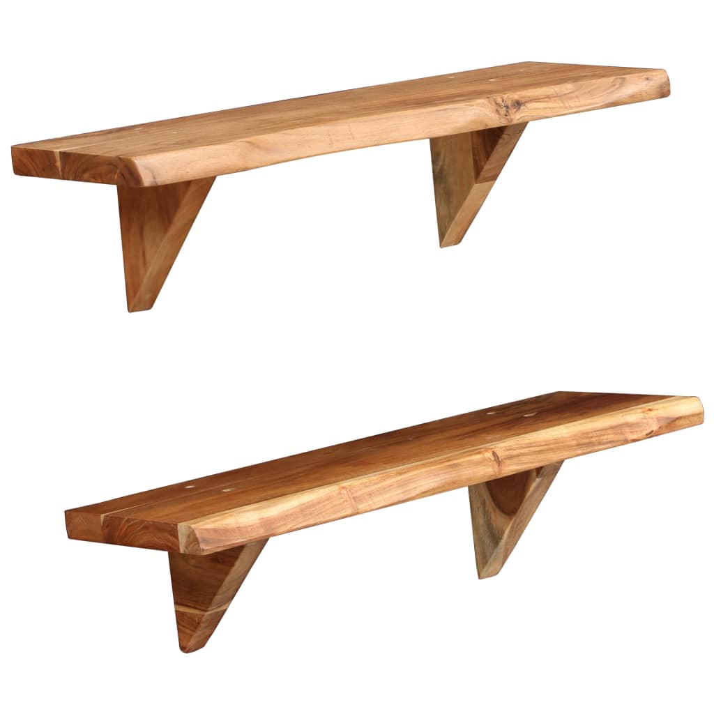 Wall Shelves 2 pcs 60x20x16 cm Solid Acacia Wood- Wall Shelves & Ledges - HomeShopIreland - Home Shop Ireland - Wall Shelves & Ledges - Wall Shelves 2 pcs 60x20x16 cm Solid Acacia Wood