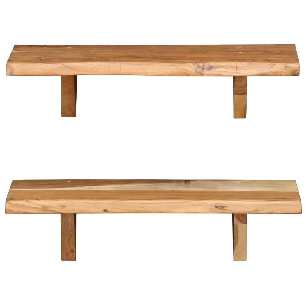 Wall Shelves 2 pcs 60x20x16 cm Solid Acacia Wood- Wall Shelves & Ledges - HomeShopIreland - Home Shop Ireland - Wall Shelves & Ledges - Wall Shelves 2 pcs 60x20x16 cm Solid Acacia Wood