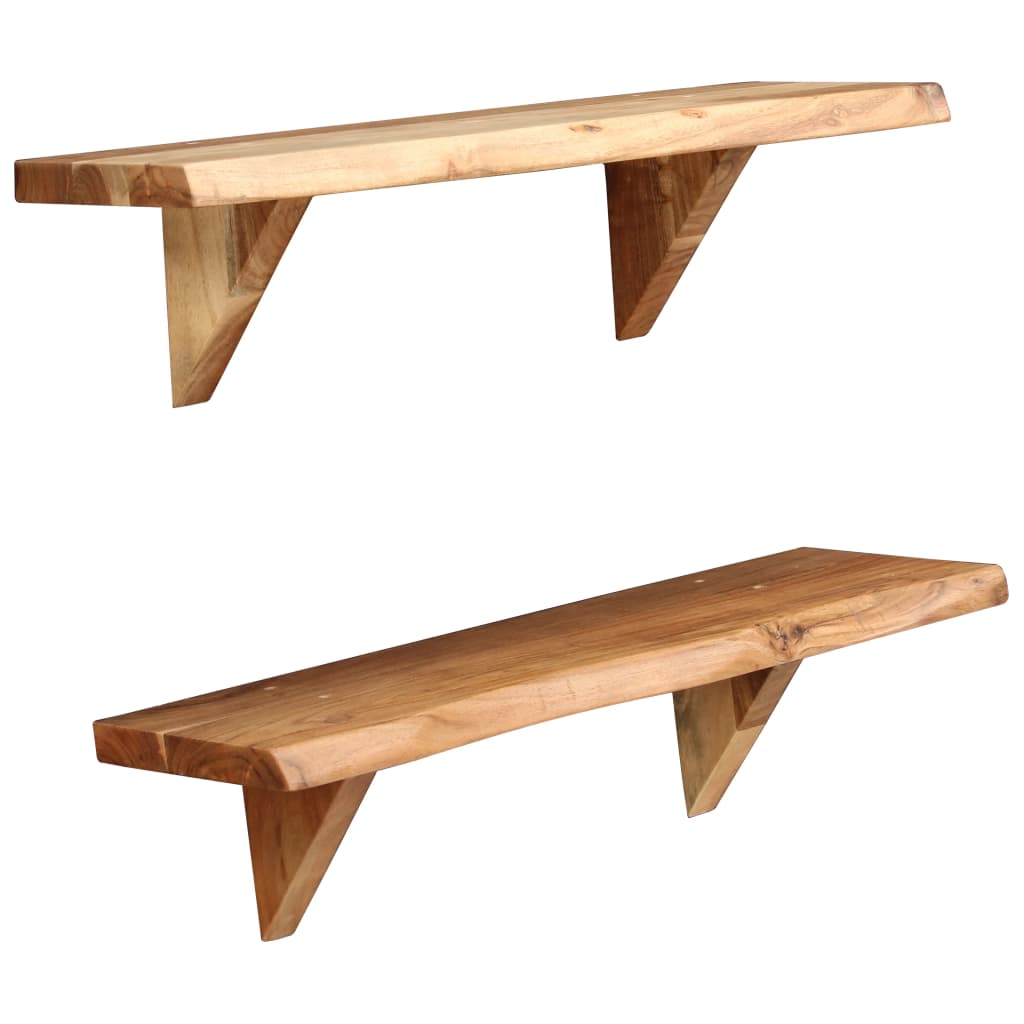 Wall Shelves 2 pcs 60x20x16 cm Solid Acacia Wood- Wall Shelves & Ledges - HomeShopIreland - Home Shop Ireland - Wall Shelves & Ledges - Wall Shelves 2 pcs 60x20x16 cm Solid Acacia Wood