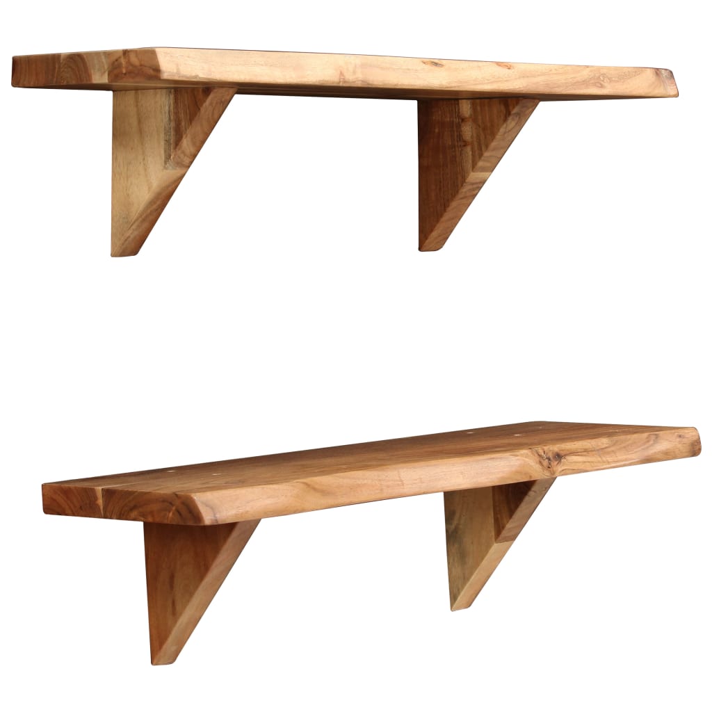 Wall Shelves 2 pcs 60x20x16 cm Solid Acacia Wood- Wall Shelves & Ledges - HomeShopIreland - Home Shop Ireland - Wall Shelves & Ledges - Wall Shelves 2 pcs 60x20x16 cm Solid Acacia Wood