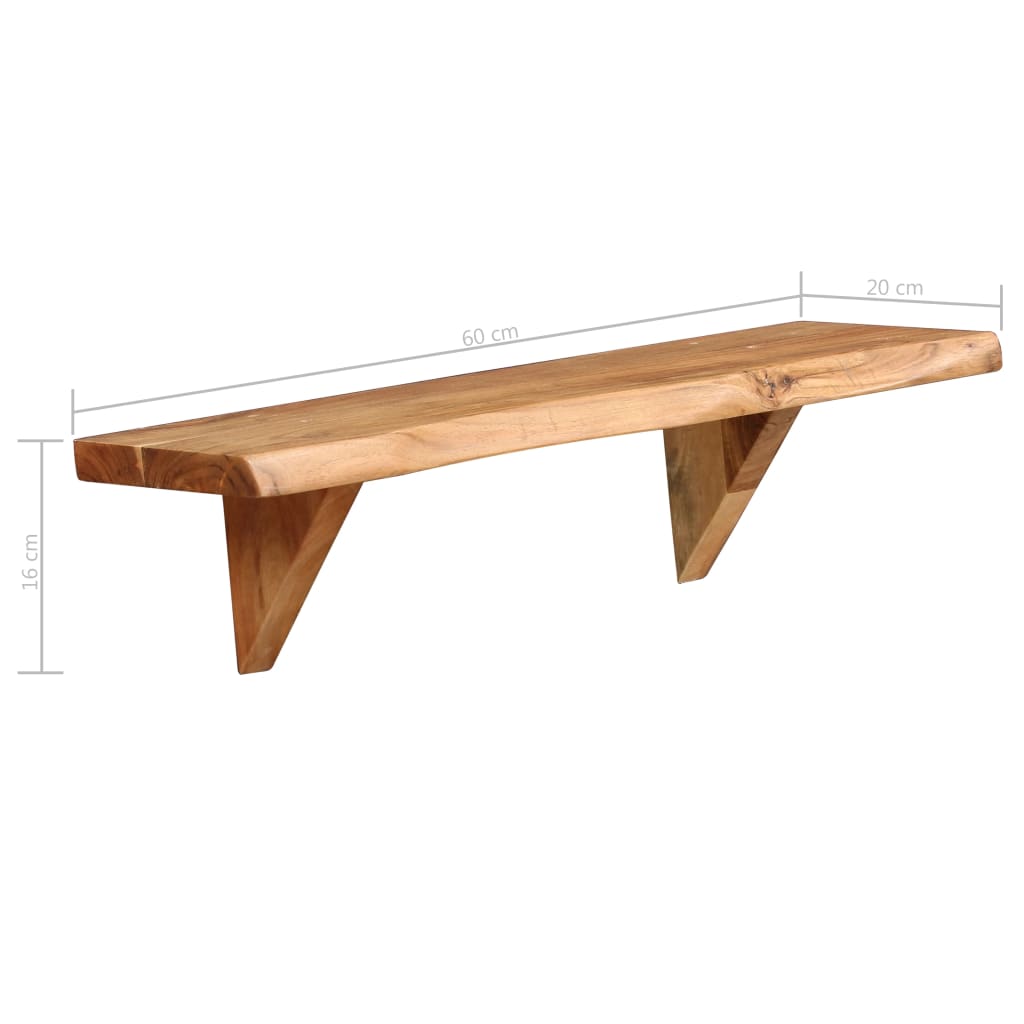 Wall Shelves 2 pcs 60x20x16 cm Solid Acacia Wood- Wall Shelves & Ledges - HomeShopIreland - Home Shop Ireland - Wall Shelves & Ledges - Wall Shelves 2 pcs 60x20x16 cm Solid Acacia Wood