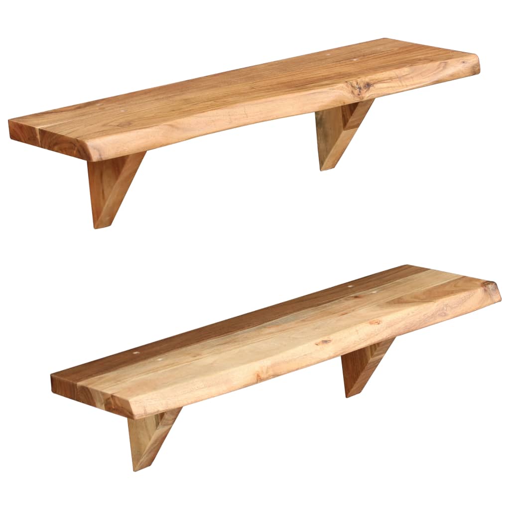 Wall Shelves 2 pcs 60x20x16 cm Solid Acacia Wood- Wall Shelves & Ledges - HomeShopIreland - Home Shop Ireland - Wall Shelves & Ledges - Wall Shelves 2 pcs 60x20x16 cm Solid Acacia Wood