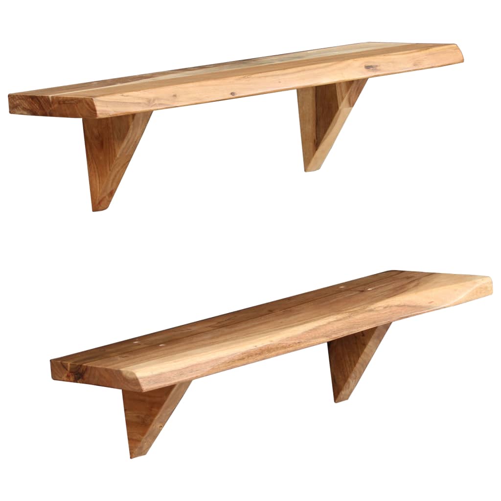 Wall Shelves 2 pcs 60x20x16 cm Solid Acacia Wood- Wall Shelves & Ledges - HomeShopIreland - Home Shop Ireland - Wall Shelves & Ledges - Wall Shelves 2 pcs 60x20x16 cm Solid Acacia Wood
