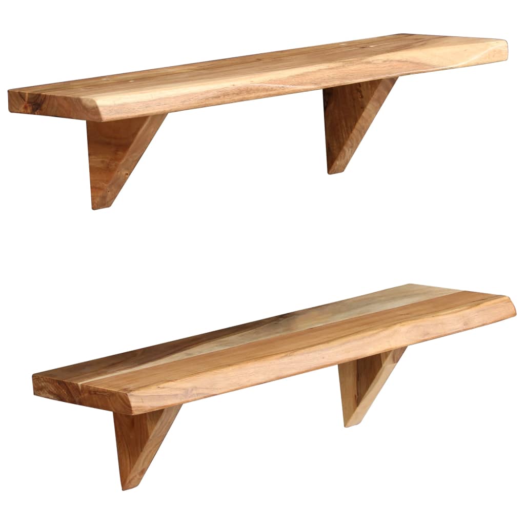 Wall Shelves 2 pcs 60x20x16 cm Solid Acacia Wood- Wall Shelves & Ledges - HomeShopIreland - Home Shop Ireland - Wall Shelves & Ledges - Wall Shelves 2 pcs 60x20x16 cm Solid Acacia Wood