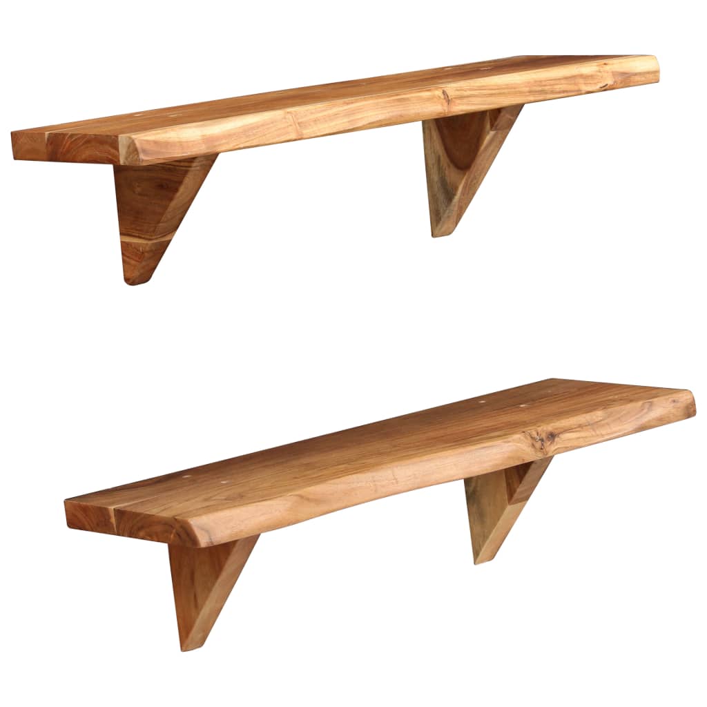 Wall Shelves 2 pcs 60x20x16 cm Solid Acacia Wood- Wall Shelves & Ledges - HomeShopIreland - Home Shop Ireland - Wall Shelves & Ledges - Wall Shelves 2 pcs 60x20x16 cm Solid Acacia Wood