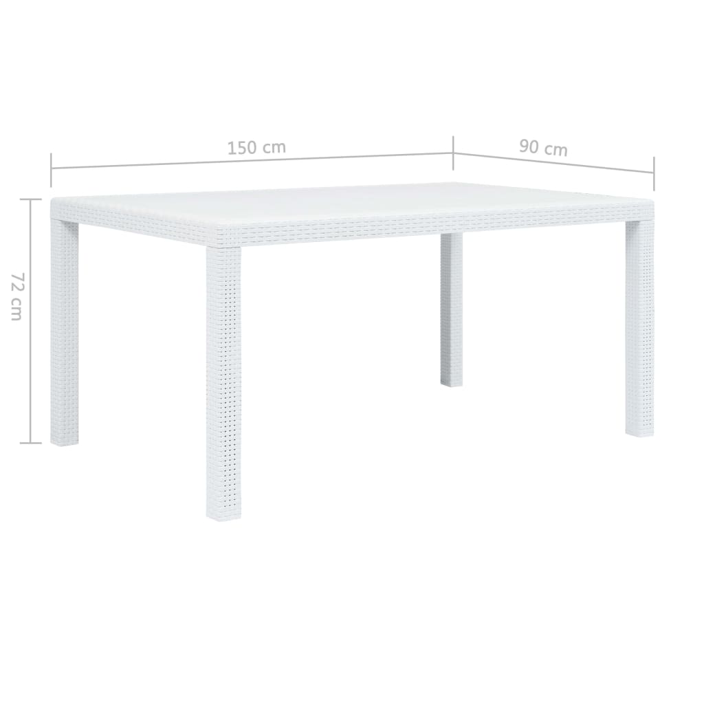 Garden Table White 150x90x72 cm Plastic Rattan Look- Outdoor Tables - HomeShopIreland - Home Shop Ireland - Outdoor Tables - Garden Table White 150x90x72 cm Plastic Rattan Look