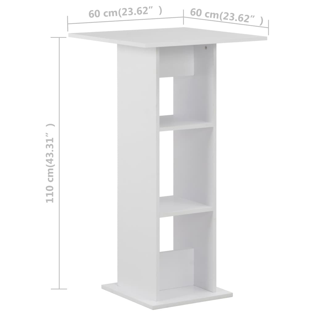 Bar Table White 60x60x110 cm- Kitchen & Dining Room Tables - HomeShopIreland - Home Shop Ireland - Kitchen & Dining Room Tables - Bar Table White 60x60x110 cm