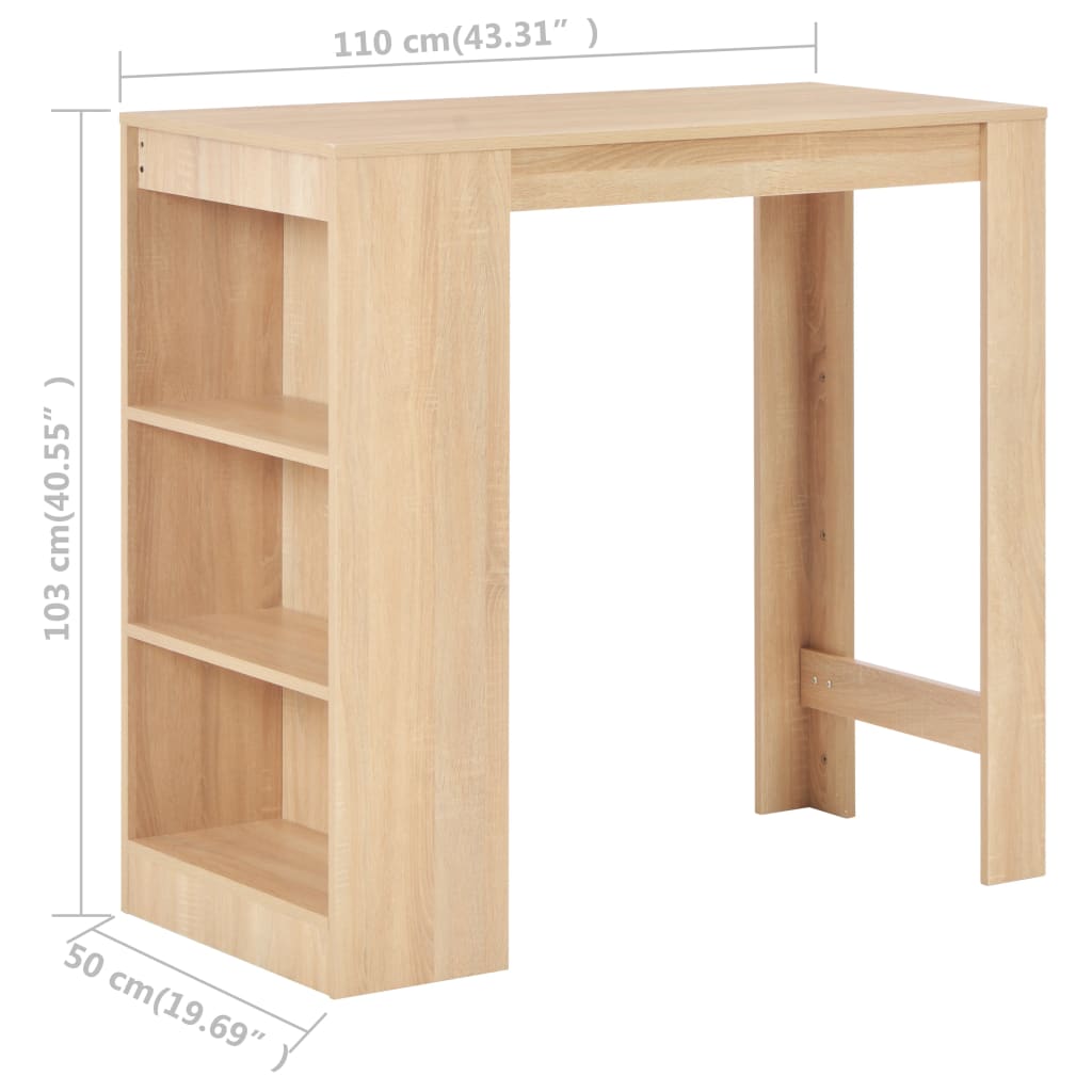 Bar Table with Shelf Oak 110x50x103 cm- Kitchen & Dining Room Tables - HomeShopIreland - Home Shop Ireland - Kitchen & Dining Room Tables - Bar Table with Shelf Oak 110x50x103 cm