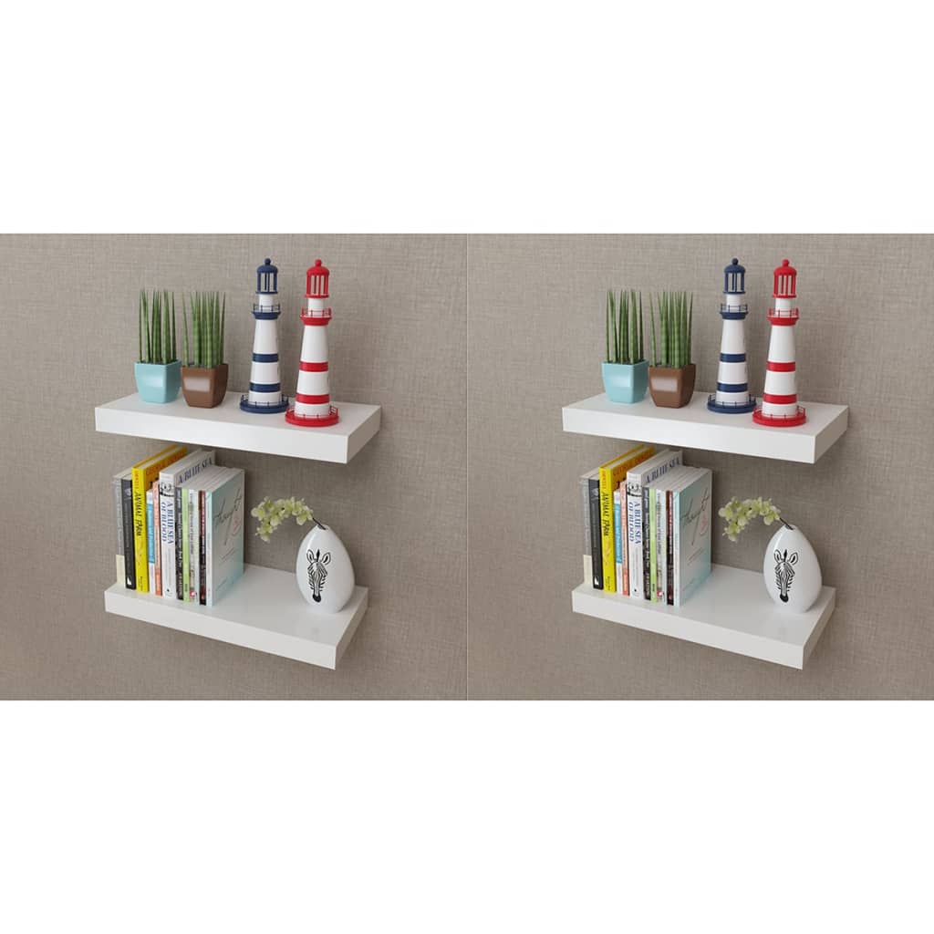 Wall Shelves 4 pcs White 40 cm- Wall Shelves & Ledges - HomeShopIreland - Home Shop Ireland - Wall Shelves & Ledges - Wall Shelves 4 pcs White 40 cm