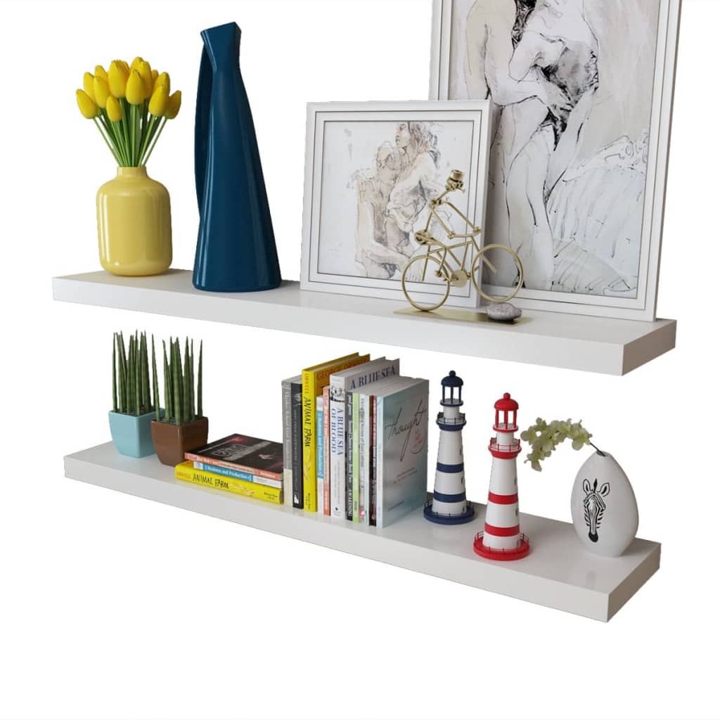 Wall Shelves 4 pcs White 100 cm- Wall Shelves & Ledges - HomeShopIreland - Home Shop Ireland - Wall Shelves & Ledges - Wall Shelves 4 pcs White 100 cm