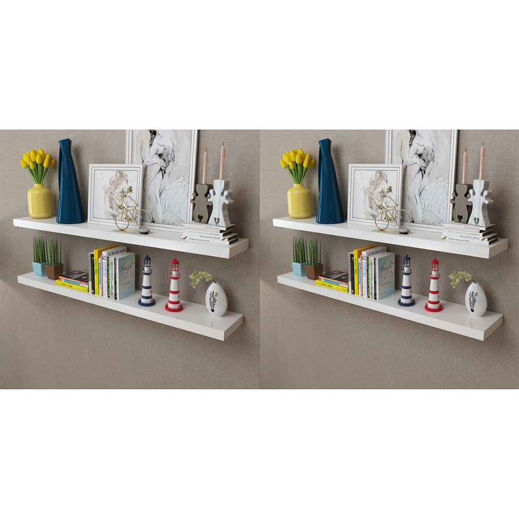 Wall Shelves 4 pcs White 120 cm- Wall Shelves & Ledges - HomeShopIreland - Home Shop Ireland - Wall Shelves & Ledges - Wall Shelves 4 pcs White 120 cm