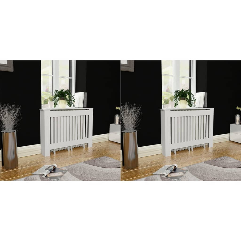 Radiator Covers 2 pcs White MDF 112 cm- Heating Radiator Accessories - HomeShopIreland - Home Shop Ireland - Heating Radiator Accessories - Radiator Covers 2 pcs White MDF 112 cm