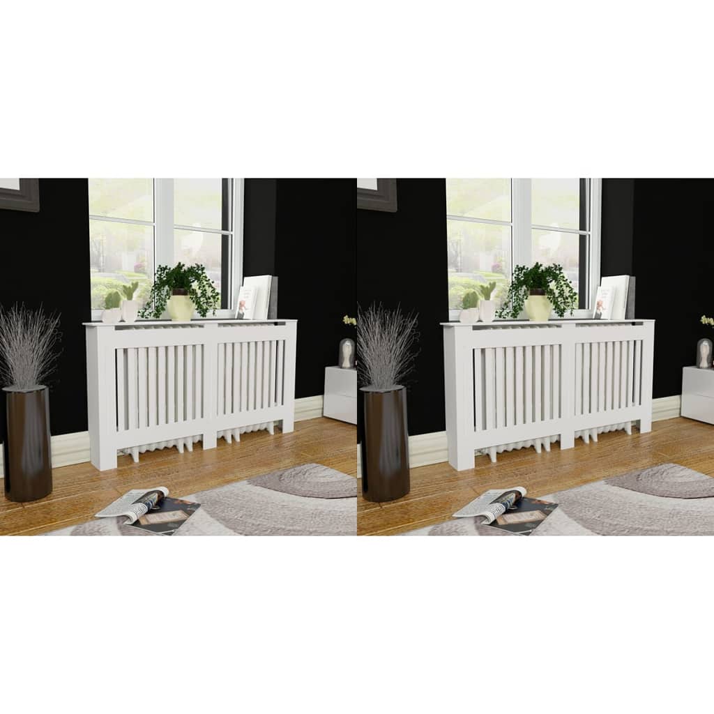 Radiator Covers 2 pcs White MDF 152 cm- Heating Radiator Accessories - HomeShopIreland - Home Shop Ireland - Heating Radiator Accessories - Radiator Covers 2 pcs White MDF 152 cm