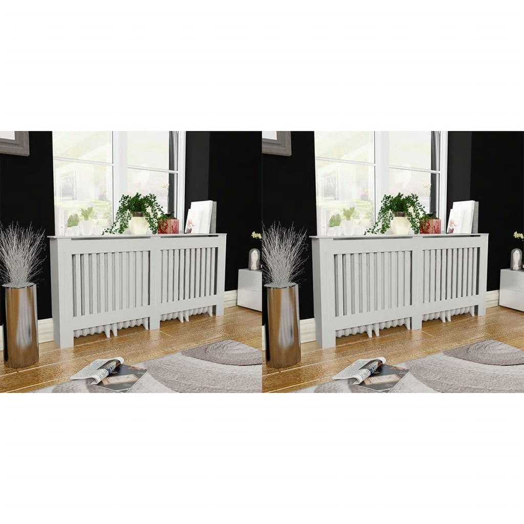 Radiator Covers 2 pcs White MDF 172 cm- Heating Radiator Accessories - HomeShopIreland - Home Shop Ireland - Heating Radiator Accessories - Radiator Covers 2 pcs White MDF 172 cm