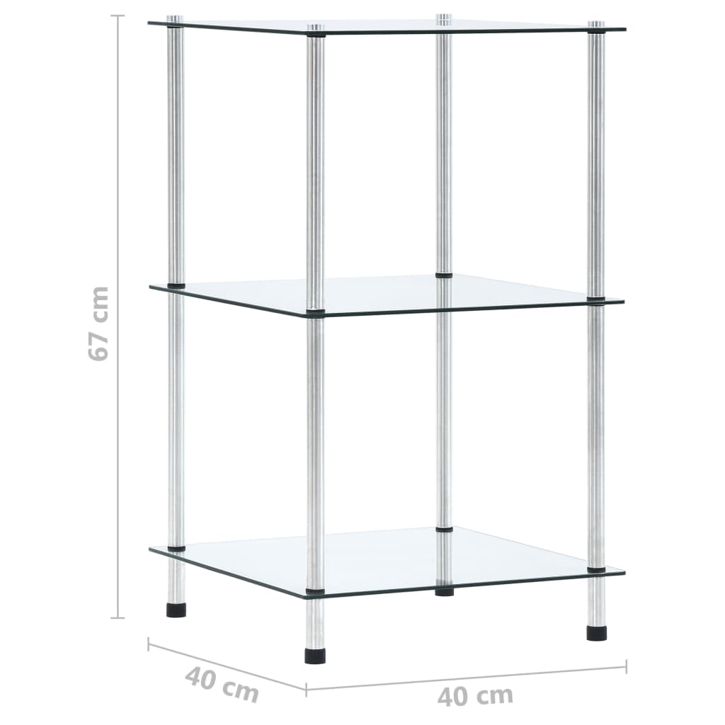 3-Tier Shelf Transparent 40x40x67 cm Tempered Glass- Bookcases & Standing Shelves - HomeShopIreland - Home Shop Ireland - Bookcases & Standing Shelves - 3-Tier Shelf Transparent 40x40x67 cm Tempered Glass
