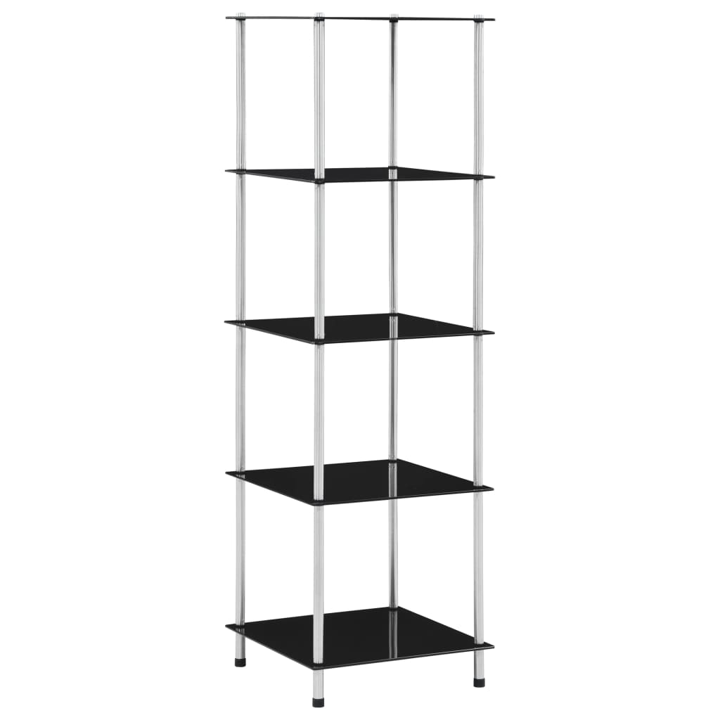 5-Tier Shelf Black 40x40x130 cm Tempered Glass- Bookcases & Standing Shelves - HomeShopIreland - Home Shop Ireland - Bookcases & Standing Shelves - 5-Tier Shelf Black 40x40x130 cm Tempered Glass