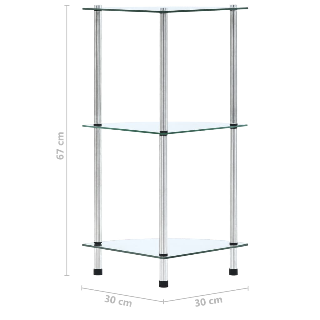3-Tier Shelf Transparent 30x30x67 cm Tempered Glass- Bookcases & Standing Shelves - HomeShopIreland - Home Shop Ireland - Bookcases & Standing Shelves - 3-Tier Shelf Transparent 30x30x67 cm Tempered Glass