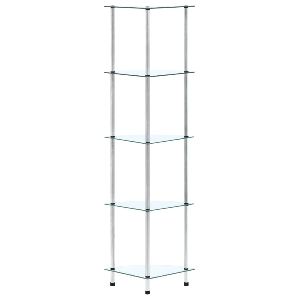 5-Tier Shelf Transparent 30x30x130 cm Tempered Glass- Bookcases & Standing Shelves - HomeShopIreland - Home Shop Ireland - Bookcases & Standing Shelves - 5-Tier Shelf Transparent 30x30x130 cm Tempered Glass