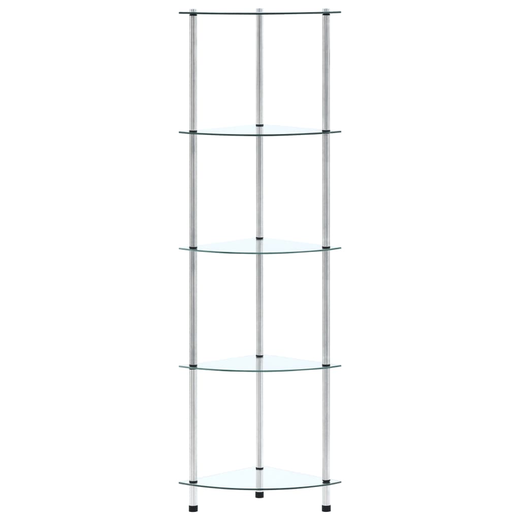 5-Tier Shelf Transparent 30x30x130 cm Tempered Glass- Bookcases & Standing Shelves - HomeShopIreland - Home Shop Ireland - Bookcases & Standing Shelves - 5-Tier Shelf Transparent 30x30x130 cm Tempered Glass
