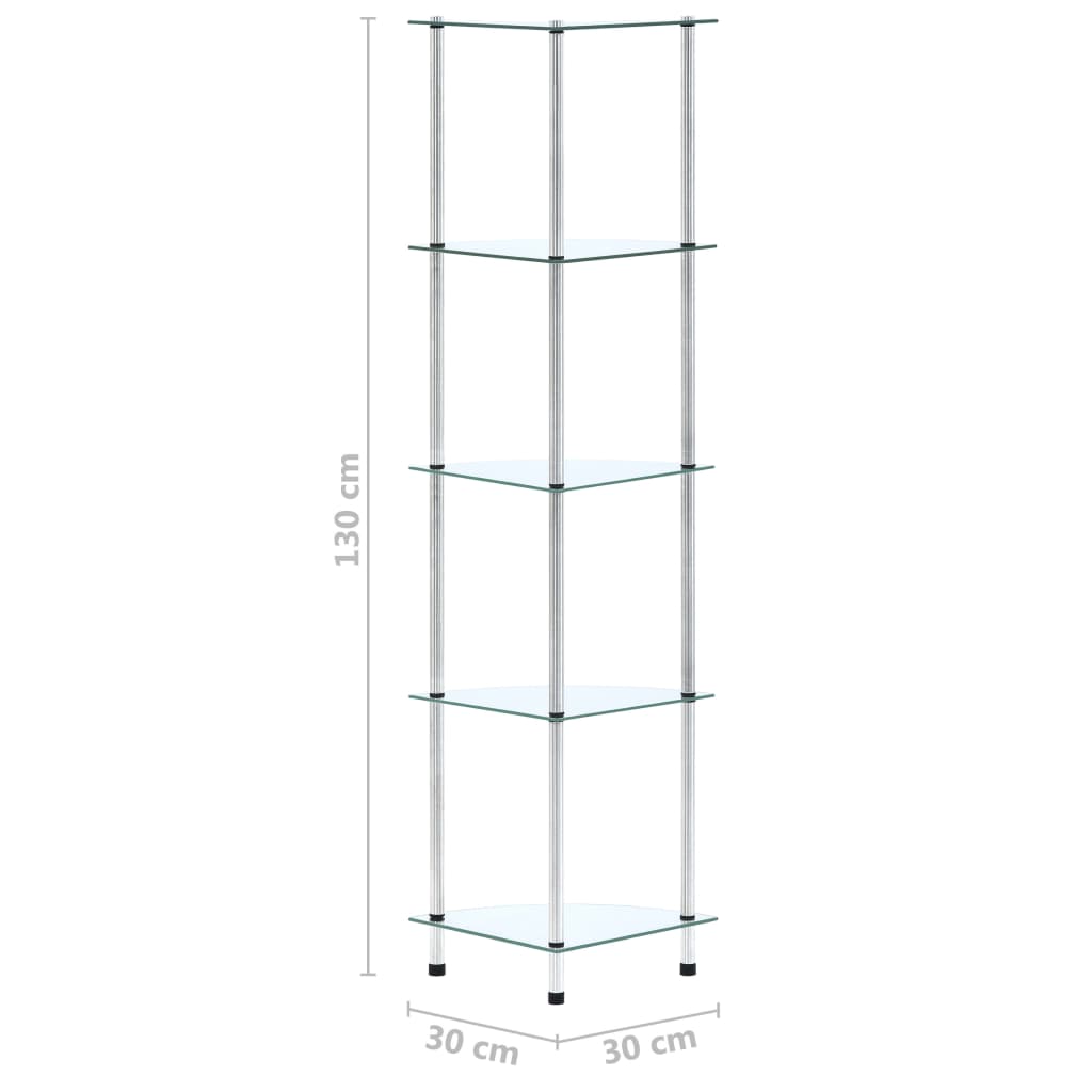 5-Tier Shelf Transparent 30x30x130 cm Tempered Glass- Bookcases & Standing Shelves - HomeShopIreland - Home Shop Ireland - Bookcases & Standing Shelves - 5-Tier Shelf Transparent 30x30x130 cm Tempered Glass