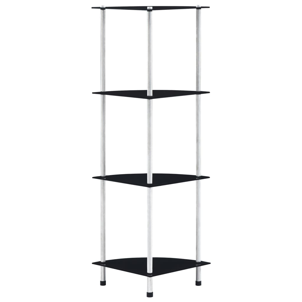 4-Tier Shelf Black 30x30x100 cm Tempered Glass- Bookcases & Standing Shelves - HomeShopIreland - Home Shop Ireland - Bookcases & Standing Shelves - 4-Tier Shelf Black 30x30x100 cm Tempered Glass