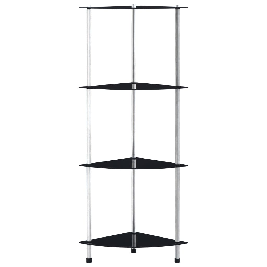 4-Tier Shelf Black 30x30x100 cm Tempered Glass- Bookcases & Standing Shelves - HomeShopIreland - Home Shop Ireland - Bookcases & Standing Shelves - 4-Tier Shelf Black 30x30x100 cm Tempered Glass