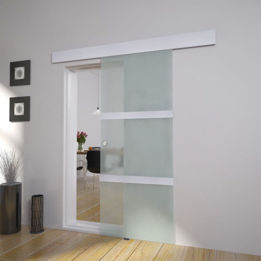 Sliding Door Glass and Aluminium 178 cm Silver- Doors - HomeShopIreland - Home Shop Ireland - Doors - Sliding Door Glass and Aluminium 178 cm Silver