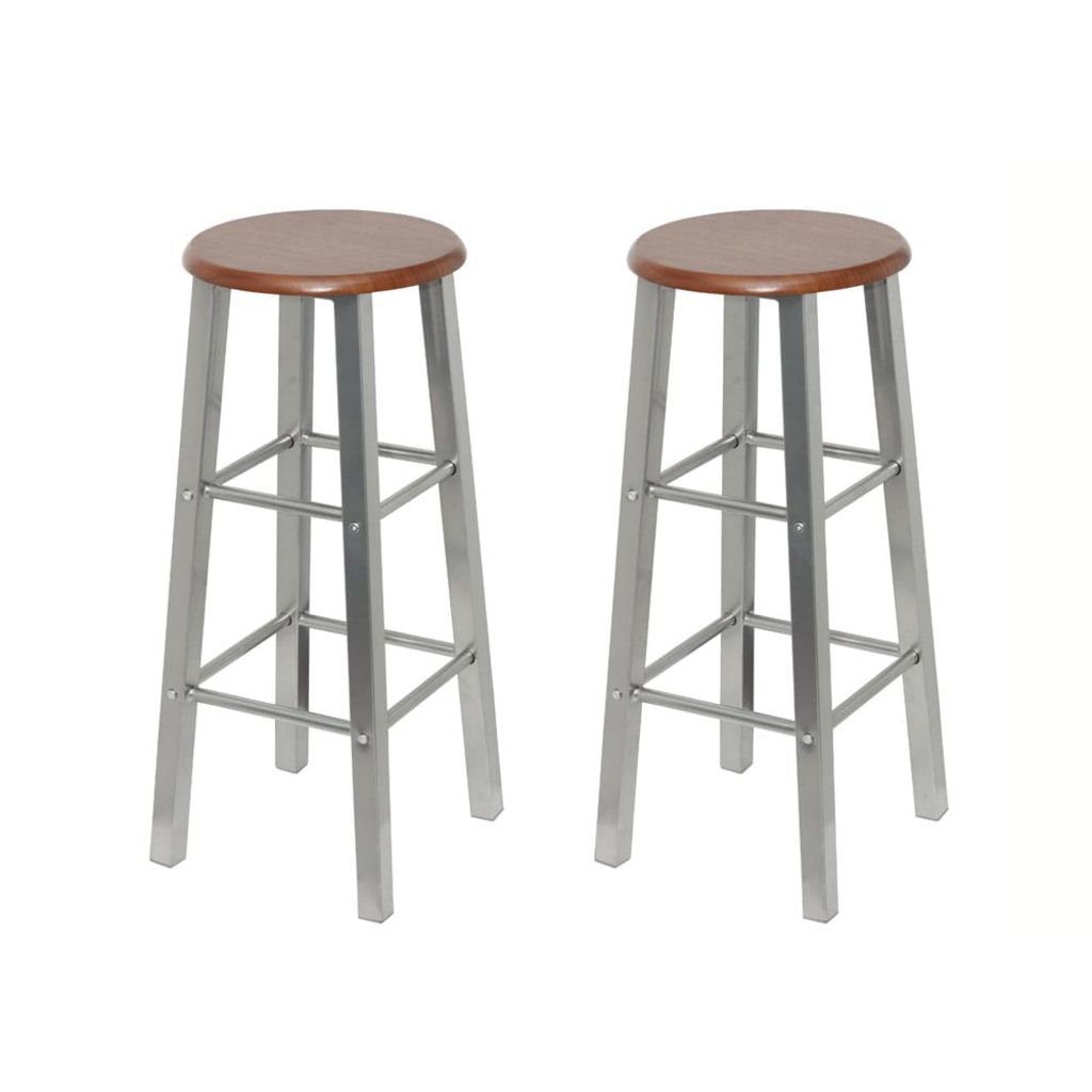 Bar Stools 2 pcs Metal with MDF Seat- Table & Bar Stools - HomeShopIreland - Home Shop Ireland - Table & Bar Stools - Bar Stools 2 pcs Metal with MDF Seat
